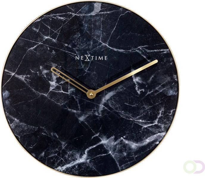 NeXtime Wandklok Marble Ã 40 cm zwart